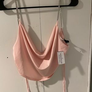 Light pink silky Windsor top
